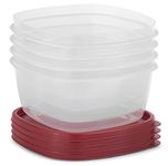 Rubbermaid Easy Find Lids Food Storage Container, 14 Cup, 4-Pack, Red