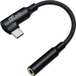 DCHAV USB C to 3.5mm Audio Adapter USB Type C to 3.5mm Female Headphone Jack Converter USBC to Aux Audio Dongle Cable Cord Nylon Braided DAC Chip for Android Phone Laptop Speaker Earphone (Black)