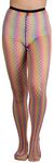 ToBeInStyle Women's Vibrant Rainbow Fishnet Tights - Dark Rainbow - One Size