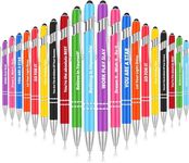 KAHEIGN 20Pcs Inspirational Ballpoint Pens, 14CM Motivational Quotes Pen Screen Touch Metal Pen Black Ink Stylus Pens for Women Men Bosses Office Desk Supplies (10 Positive Style)