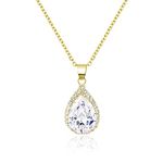 Linawe Crystal Pendant Necklace for Women Trendy, Wedding Bride Bridesmaid Necklace Set, Dainty 14K Gold Chain Moissanite Necklace, Imitation Diamond Opal Necklace