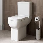 Affine® Comfort Height Close Coupled Bathroom Cloakroom Toilet Modern Ceramic Space Saving Short Projection Small WC Toilets, Square Pan System, Soft Close Seat, Dual Flush Cistern