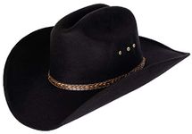 Queue Essentials Western Style Pinch Front Straw Canvas Cowboy Cowgirl Straw Hat, Felt Black, Small-Medium