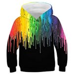 Kinberr Boys Cool Hoodies Black Paint Sweatshirts for Girls Casual Comfy Tracksuit Long Sleeve Pullover Hoody Top with Big Pocket for Festival