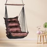 Curio Centre Soft Cotton Swinging Hammock Hanging Swing Chair/Hammock Swing for Adults & Kids/Swing for Indoor Outdoor, Garden & Patio/Durable Portable Jhula/Swing for Home - Brown