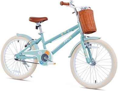 JMMD Girls Bike Ages 4-12 Years Old, Kids Bike for Toddlers with Basket, 12 14 16 18 20 24 Inch Kids Bicycle with Handbrake & Kickstand, Mint