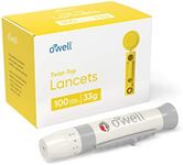 OWell Lancing Device Kit + 100 Sterile O'WELL Twist Top Lancets, 33 Gauge (for Thinner Skin)