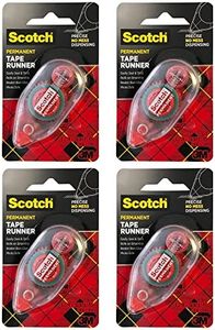 Scotch 3M Scotch Double Sided Adhesive Roller, 7 mm x 8 m, Red, 4 Pack