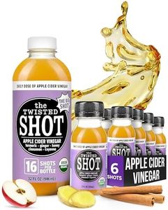 The Twisted Shot | Organic Apple Cider Vinegar Wellness Shots with Ginger, Turmeric, Honey, Cinnamon & Cayenne | Supports Digestion, Immunity & Gut Health | 32 oz Bottle + Six 2 oz Minis