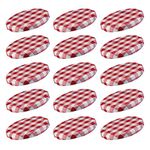 Westmark 409622E3 Screw-On/Twist-off Lids for Preserving Jars, Round, Diameter 66 mm, Tinplate, Red/White, Chequered, Pack of 15