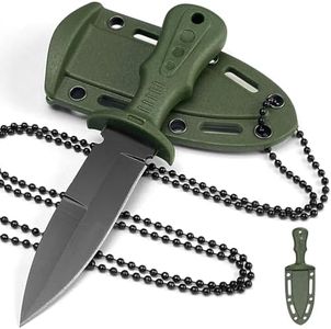 LFHC Neck Knife, 4.7" EDC Small Fixed Blade Knife with Sheath and Necklace, Outdoor Camping Hiking Fishing Hunting Knives