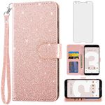 Asuwish Phone Case for Google Pixel 3 with Tempered Glass Screen Protector Cover and Cell Accessories Card Holder Slot Stand Flip Protective Glitter Wallet Pixel3 III Pixle 3case Women Men Pink