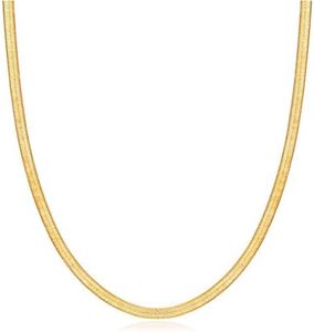 Barzel 18K Gold Plated Herringbone Necklace Flat Snake Chain 4MM Wide (20)