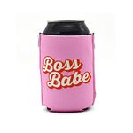 Boss Babe Pink ZipSip Adjustable Neoprene Can Cooler with Zippers Fits Slim Cans, Regular Cans, Bottles, Pint Glasses, Solo Cups