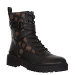 GUESS Women's Orana Combat Boot, Black/Brown, 8