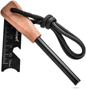 Uberleben Zunden Traditional Bushcraft Fire Steel with wood handle, 0.8cm thick Ferro Rod Fire Starter for Survival