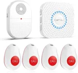 CallToU Wireless Caregiver Pager Call Button for Hard of Hearing 500FT Emergency Alert System Waterproof Call Bell for Elderly at Home/Elderly/Patients/Disabled (CCVB 4-2)