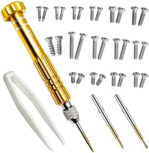 PTSLKHN Eye Glass Repairing Kit, S2 Steel Screwdriver with 15 Types of Screws, Precision Eyeglass Repair Tool Set (Gold2in1-screws)