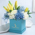 FlowerAura Fresh Live Flower Bouquet of 15 White Rose & 2 Yellow Lillies In FA Box For Birthday Gift, Anniversary Gift, Wedding Gift, Congratulations Gift & Special Occasions Gift (Same Day Delivery)