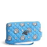 Vera Bradley Women's Cotton NFL Front Zip Wristlet, Carolina Panthers on Blue/Silver Bandana