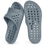 Mens Shower Shoes Womens Quick-Dry Bathroom Sandals Comfort Arch Support Pool Slides Summer Non-Slip Indoor House Slippers Lightweight Spa Bath Beach Sandals,Grey,270 US 10-11 Women/8.5-9.5 Men