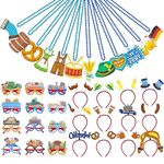 Jenaai 36 Pcs Oktoberfest Party Accessories Set Oktoberfest Photo Booth Props Eyeglass Headbands Beads Necklaces Costume for German Theme Oktoberfest Bavarian Beer Festival Party Supplies