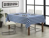 LAN&LAN - Vichy Rectangular Table Cloth Washable - Delightful for Indoor and Outdoor Use - Ideal for Picnics and Outdoor Gatherings (Blue, 140 x 220 cm)