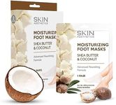 Skin Aesthetics Shea Butter & Coconut Foot Masks - Moisturizes & Repairs Cracked Feet, Hydrating & Exfoliating - Dermatologist Tested Korean Skincare - Clean Beauty, Cruelty-Free - 3 Pairs