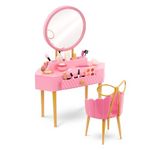 Our Generation – Pink Vanity Table & Chair Set – Pretend Make-up & Mirror – 18-inch Doll Accessories – Imaginative Play – Toys for Kids Ages 3 Years & Older – Fabulous Fun Vanity Set