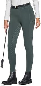 FitsT4 Women's Winter Horse Riding Pants with Zipper Pockets Full Seat Riding Tights Fleece Lined Equestrian Breeches for Women Grey XS