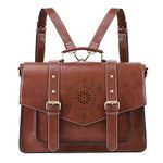 ECOSUSI Backpack for Women Briefcase Messenger Laptop Bag Vegan Leather Satchel Work Bags Fits 15.6 inch Laptops, Coffee