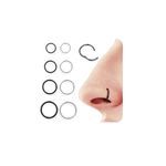 Diamday 8pcs 16G Nose Ring Hoops 316L Surgical Steel Septum Ring Helix Tragus Piercing Jewellery Cartilage Conch Rook Daith Earrings Lip Ring Hinged Black Silver Nose Rings 6mm/8mm/10mm/12mm 1