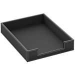 Leather Letter Tray, THIPOTEN Elegant Desk Organizer for Office Supplies, Mail, Paper, File, Magazine, Perfect Office Organization for Desktop(Black)