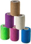 Self Adherent Wrap - Bulk Pack of 6, Athletic Tape Rolls and Sports Wraps, Self Cohesive Non-Woven Adhesive Bandage (3 In x 5 Yards) FDA Approved for Ankle Sprains & Swelling