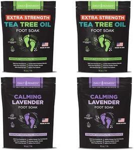 DAILY REMEDY 4-Pack - 2 Extra Strength Tea Tree Oil & 2 Calming Lavender Foot Soak Set - Made in USA - Soothes Sore Tired Feet, Athletes Foot, and Softens Calluses - 64 oz