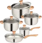 Daniks Oslo Stainless Steel Kitchen Induction Pot Cookware Set | 10-Piece | Dishwasher Safe Pots | Saucepan + 2 Quart + 3 Quart + 4 Quart + 6 Quart + Frying Pan | Heatproof Handles | Silver