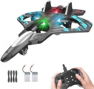 Foam Drone RC Airplane for Kids and Beginners, Remote Control Plane Fighter Jet with Light, Auto Hovering, 360° Flip and 2 Batteries (15 Mins)