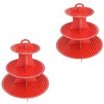 XIXIMENG 2 PACK Cardboard Cupcake Stand 3- Tier lace edge Dessert Stand, Cardboard Cupcake Stand (L-Polka Dot Red)