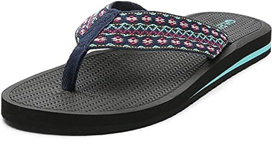 QLEYO Ladies Comfortable Flip Flops Shower, Waterproof Fabric Thong Sandals for Beach Pool, Soft Yoga Mat Cushion Foam Slippers for Day Dressy Outdoor size 10