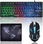 CHONCHOW 87 Keys TKL Gaming Keyboard and Mouse Combo, Wired LED Rainbow Backlit Keyboard 800-3200 DPI RGB Mouse, Gaming for PS4 Xbox PC Laptop Mac