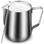 Zulay Kitchen 12oz Stainless Steel Milk Frothing Pitcher - Milk Frother Cup - Easy-to-Clean Espresso Accessories - Easy-to-Read Coffee Creamer Measurements - Foam Making for Coffee & Matcha