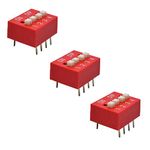 Slide Type Switch Module 4 Bit 2.54mm Position Way DIP Red Pitch Toggle Switch pack of 3