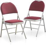 BOOSDEN Folding Chair, Foldable Chair, Set of 2, Fabric Fold Up Chair for Home, Office, Dining, Portable and Compact Metal Frame Folding Seat, High Back Padded Fold Out Chair Indoor & Outdoor, Red