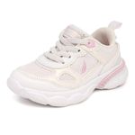 Nautica Kids Boys & Girls Athletic Sneakers - Lace-Up Work Shoes with Chunky Cushion Heel for Running & Hiking (Big Kid/Little Kid/Toddler), White Iridescent Pink, 5 Toddler