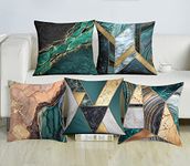 DARSHANAM WORLD Satin Abstract Designer Decorative Throw Pillow/Cushion Covers Set of 5 (Green)