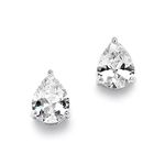 Mariell 2 Carat CZ Pear-Shaped Cubic Zirconia Stud Solitaire Earrings Plated in Genuine Silver Platinum