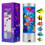 Fish Aquarium Lava Lamp,Multi-Color Jelly Fish Tank Bubbles Lamp,Artificial Fish Tank with Moving Fish,Decorate and Gifts to Children