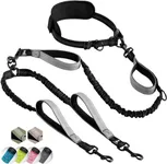 SparklyPets Hands Free Double Dog Leash – Dual Dog Leash for Medium and Large Dogs – Dog Leash for 2 Dogs with Padded Handles, Reflective Stitches, No Pull, Tangle Free Gray