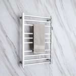 Viking SS304 Electric Heated Towel Rail Rack Square Depth 120mm Width 500mm Height 780mm Stainless Steel 304 Finish Polished - Built-in Switch & Timer with LED Notification - Quick-Dry Towel