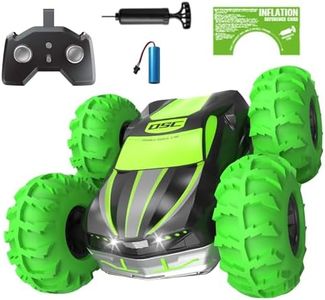 LM-15 Remote Control Car, 4WD RC Stunt Car with Inflatable Tires, Double-Sided Pattern and LED Flash, 2.4GHz, 360° Rotates and Flips, Toys Birthday